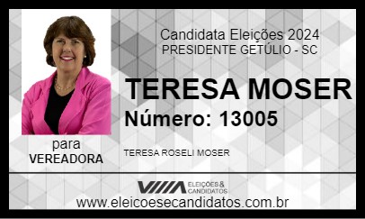 Candidato TERESA MOSER 2024 - PRESIDENTE GETÚLIO - Eleições