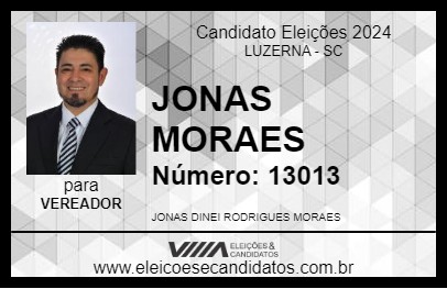 Candidato JONAS MORAES 2024 - LUZERNA - Eleições