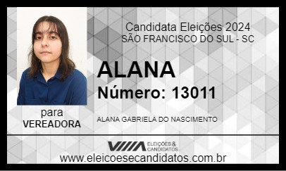 Candidato ALANA 2024 - SÃO FRANCISCO DO SUL - Eleições