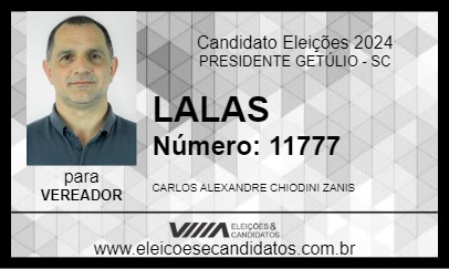 Candidato LALAS 2024 - PRESIDENTE GETÚLIO - Eleições