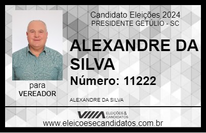 Candidato ALEXANDRE DA SILVA 2024 - PRESIDENTE GETÚLIO - Eleições