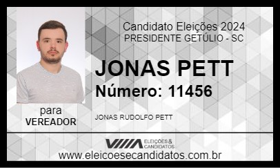 Candidato JONAS PETT 2024 - PRESIDENTE GETÚLIO - Eleições