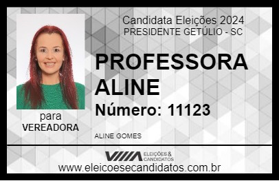 Candidato PROFESSORA ALINE 2024 - PRESIDENTE GETÚLIO - Eleições