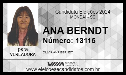 Candidato ANA BERNDT 2024 - MONDAÍ - Eleições