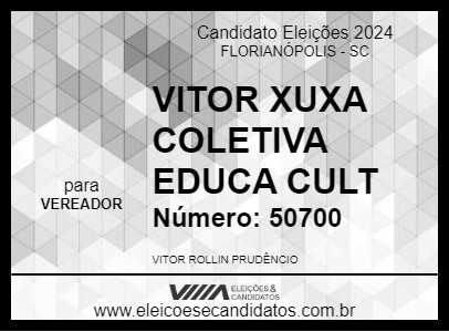 Candidato VITOR XUXA COLETIVA EDUCA CULT 2024 - FLORIANÓPOLIS - Eleições