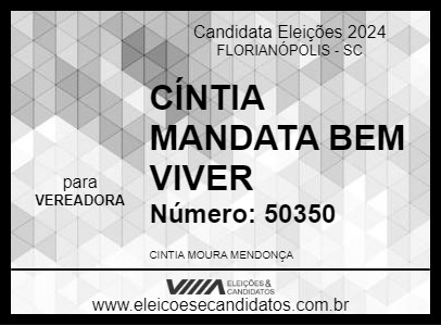 Candidato CÍNTIA MANDATA BEM VIVER 2024 - FLORIANÓPOLIS - Eleições