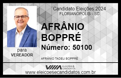 Candidato AFRÂNIO BOPPRÉ 2024 - FLORIANÓPOLIS - Eleições