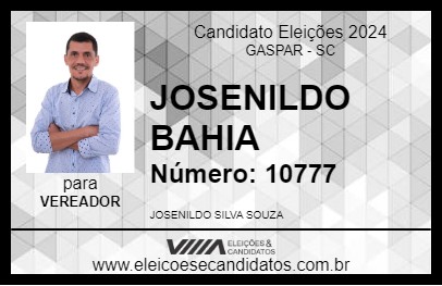 Candidato JOSENILDO BAHIA 2024 - GASPAR - Eleições