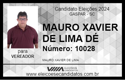 Candidato MAURO XAVIER DE LIMA  TÉ 2024 - GASPAR - Eleições