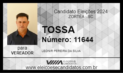 Candidato TOSSA 2024 - ZORTÉA - Eleições