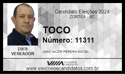 Candidato TOCO 2024 - ZORTÉA - Eleições