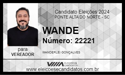 Candidato WANDE 2024 - PONTE ALTA DO NORTE - Eleições