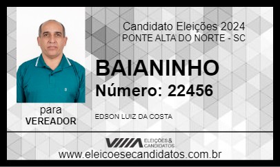 Candidato BAIANINHO 2024 - PONTE ALTA DO NORTE - Eleições