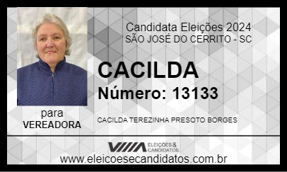 Candidato CACILDA 2024 - SÃO JOSÉ DO CERRITO - Eleições