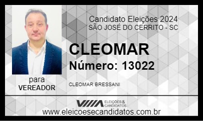 Candidato CLEOMAR 2024 - SÃO JOSÉ DO CERRITO - Eleições