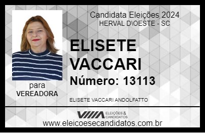 Candidato ELISETE VACCARI 2024 - HERVAL D\OESTE - Eleições