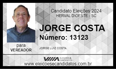 Candidato JORGE COSTA 2024 - HERVAL D\OESTE - Eleições