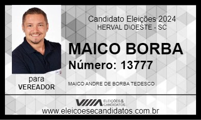 Candidato MAICO BORBA 2024 - HERVAL D\OESTE - Eleições