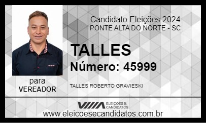 Candidato TALLES 2024 - PONTE ALTA DO NORTE - Eleições