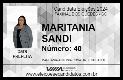 Candidato MARITANIA SANDI 2024 - FAXINAL DOS GUEDES - Eleições