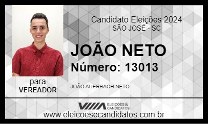 Candidato JOÃO NETO 2024 - SÃO JOSÉ - Eleições