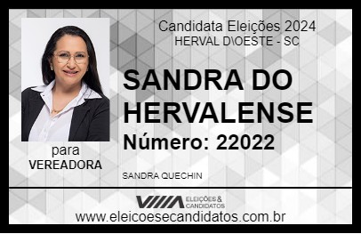 Candidato SANDRA DO HERVALENSE 2024 - HERVAL D\OESTE - Eleições