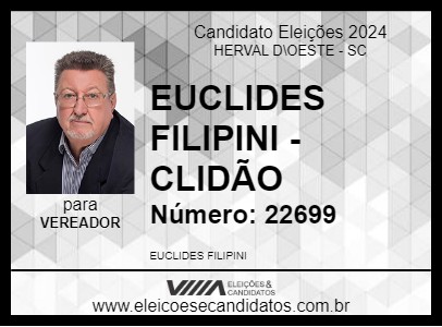 Candidato EUCLIDES FILIPINI - CLIDÃO 2024 - HERVAL D\OESTE - Eleições