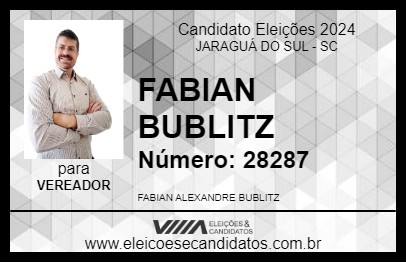 Candidato FABIAN  BUBLITZ 2024 - JARAGUÁ DO SUL - Eleições