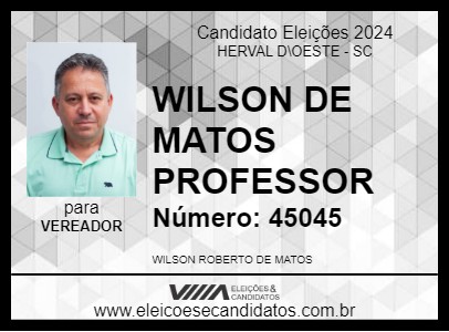 Candidato WILSON DE MATOS PROFESSOR 2024 - HERVAL D\OESTE - Eleições