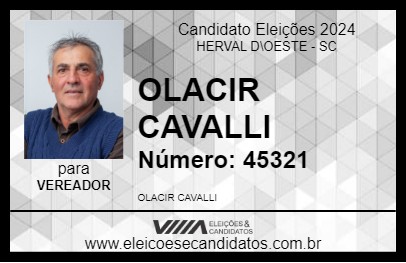 Candidato OLACIR CAVALLI 2024 - HERVAL D\OESTE - Eleições