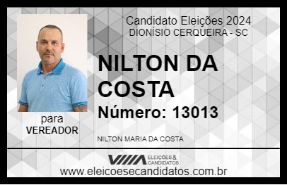 Candidato NILTON DA COSTA 2024 - DIONÍSIO CERQUEIRA - Eleições