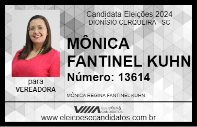 Candidato MÔNICA FANTINEL KUHN 2024 - DIONÍSIO CERQUEIRA - Eleições