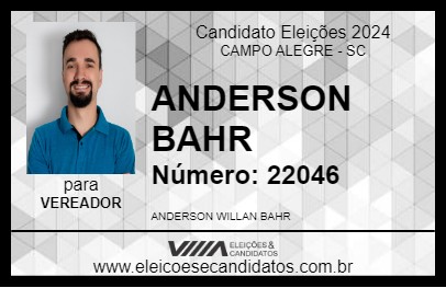 Candidato ANDERSON BAHR 2024 - CAMPO ALEGRE - Eleições