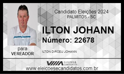 Candidato ILTON JOHANN 2024 - PALMITOS - Eleições