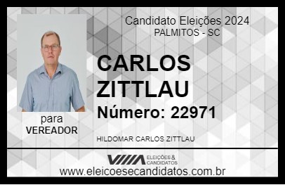 Candidato CARLOS ZITTLAU 2024 - PALMITOS - Eleições