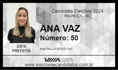 Candidato ANA VAZ 2024 - PALHOÇA - Eleições