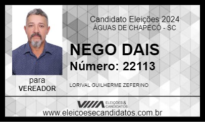 Candidato NEGO DAIS 2024 - ÁGUAS DE CHAPECÓ - Eleições