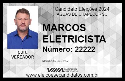 Candidato MARCOS ELETRICISTA 2024 - ÁGUAS DE CHAPECÓ - Eleições