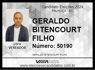 Candidato GERALDO BITENCOURT FILHO 2024 - PALHOÇA - Eleições