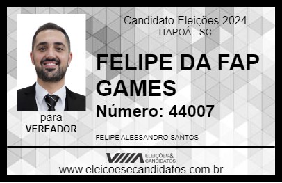 Candidato FELIPE DA FAP GAMES 2024 - ITAPOÁ - Eleições