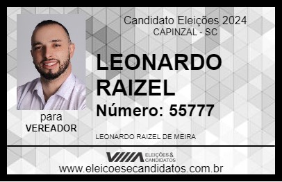 Candidato LEONARDO RAIZEL 2024 - CAPINZAL - Eleições