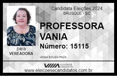 Candidato PROFESSORA VANIA 2024 - BRUSQUE - Eleições