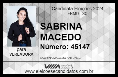 Candidato SABRINA MACEDO 2024 - ERMO - Eleições