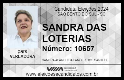 Candidato SANDRA DAS LOTERIAS 2024 - SÃO BENTO DO SUL - Eleições