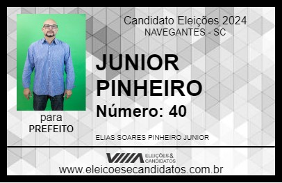 Candidato JUNIOR PINHEIRO 2024 - NAVEGANTES - Eleições