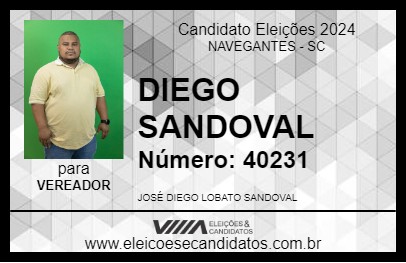 Candidato DIEGO SANDOVAL 2024 - NAVEGANTES - Eleições