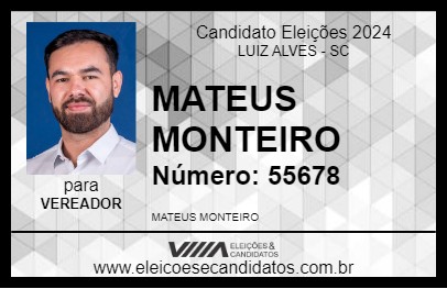 Candidato MATEUS MONTEIRO 2024 - LUIZ ALVES - Eleições