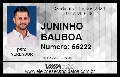 Candidato JUNINHO BAUBOA 2024 - LUIZ ALVES - Eleições