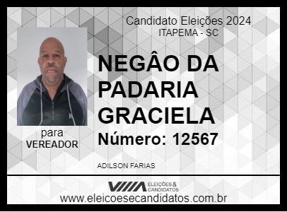 Candidato NEGÂO DA PADARIA GRACIELA 2024 - ITAPEMA - Eleições