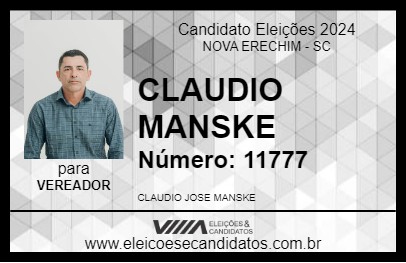 Candidato CLAUDIO MANSKE 2024 - NOVA ERECHIM - Eleições